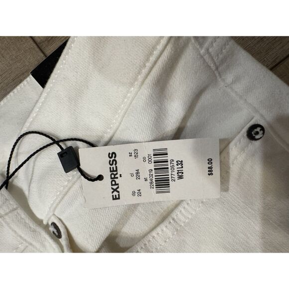 Express Mens White Denim Slim Straight Jeans 31 x 32 NWT - Picture 3 of 3